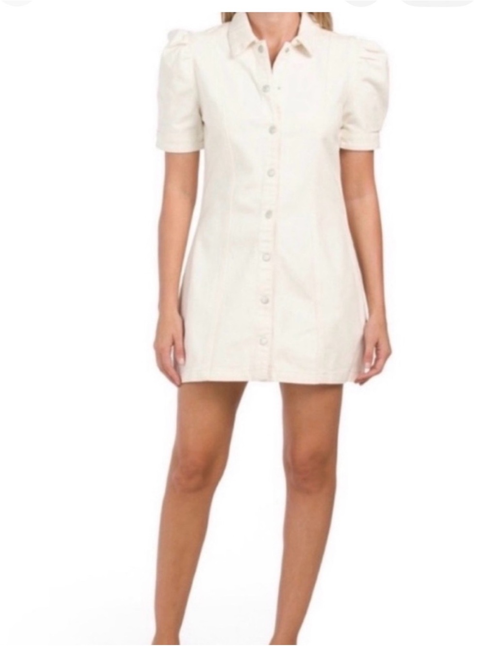 Blank NYC Blue Denim Puff-Sleeve Mini Dress
